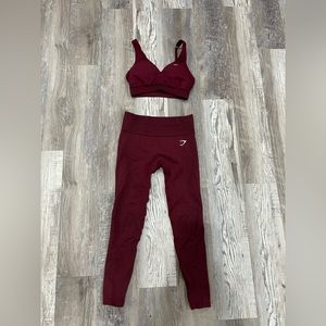 Vital Maroon Cherry Leggings and Sports Bra set